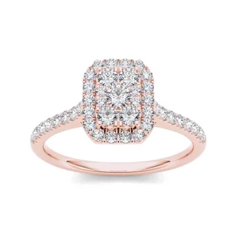 3/4 CT.T.W. Natural Diamond 10K Rose Gold Square-Shaped Engagement Ring