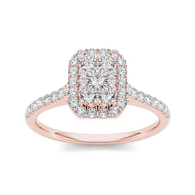 3/4 CT.T.W. Natural Diamond 10K Rose Gold Square-Shaped Engagement Ring