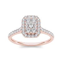 3/4 CT.T.W. Natural Diamond 10K Rose Gold Square-Shaped Engagement Ring