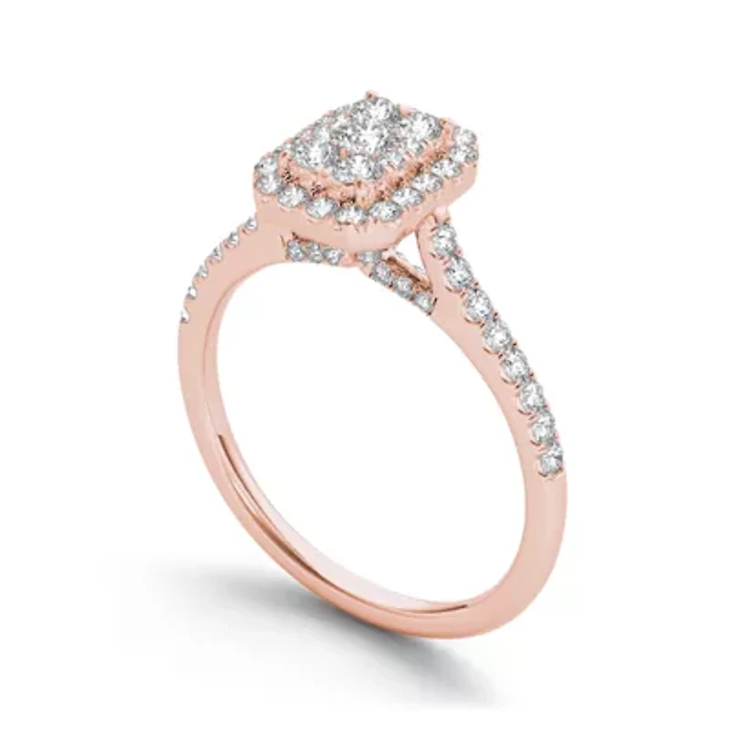 3/4 CT.T.W. Natural Diamond 10K Rose Gold Square-Shaped Engagement Ring