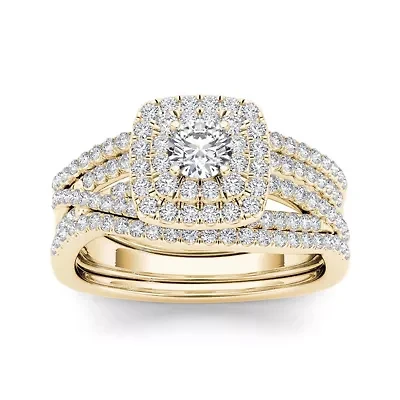 1 CT. T.W. Diamond 10K Yellow Gold Bridal Ring Set