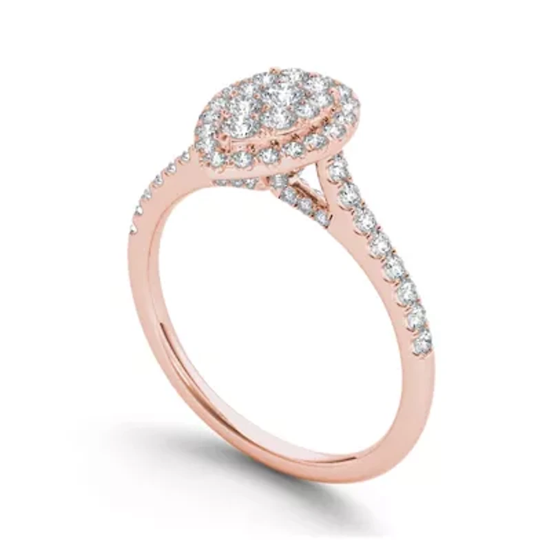3/4 CT.T.W. Natural Diamond 10K Rose Gold Pear-Shaped Engagement Ring
