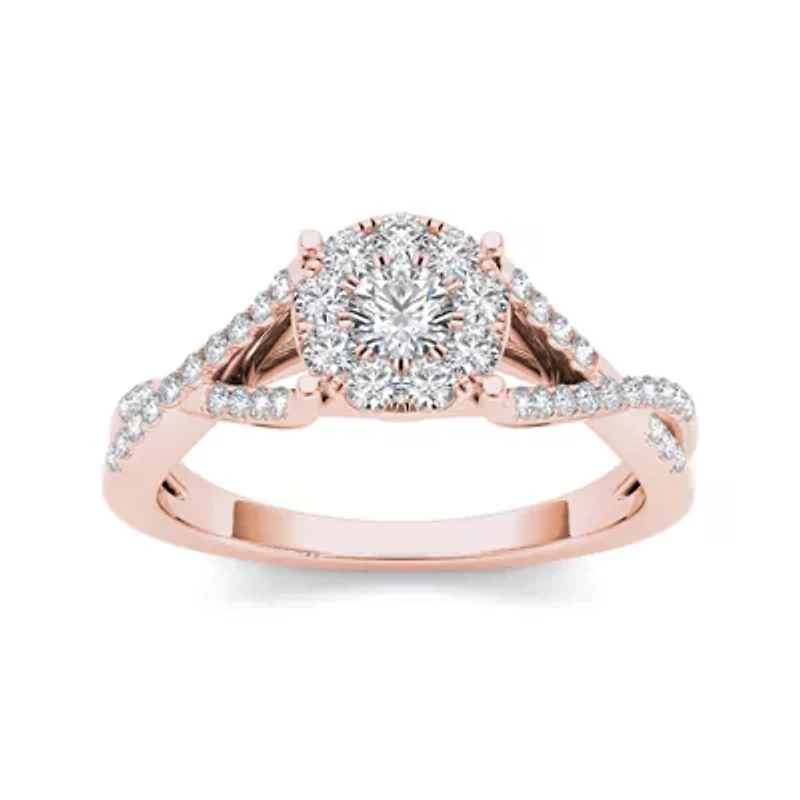 3/4 CT.T.W. Natural Diamond 10K Rose Gold Engagement Ring