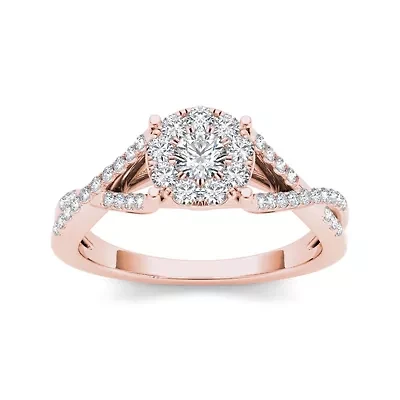 3/4 CT.T.W. Natural Diamond 10K Rose Gold Engagement Ring