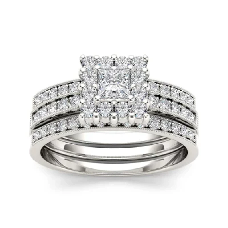 7/8 CT. T.W. Diamond 14K White Gold Bridal Ring Set