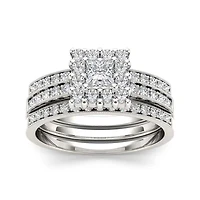 7/8 CT. T.W. Diamond 14K White Gold Bridal Ring Set
