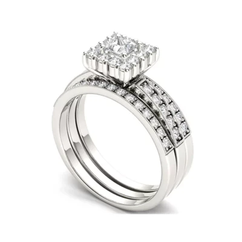7/8 CT. T.W. Diamond 14K White Gold Bridal Ring Set