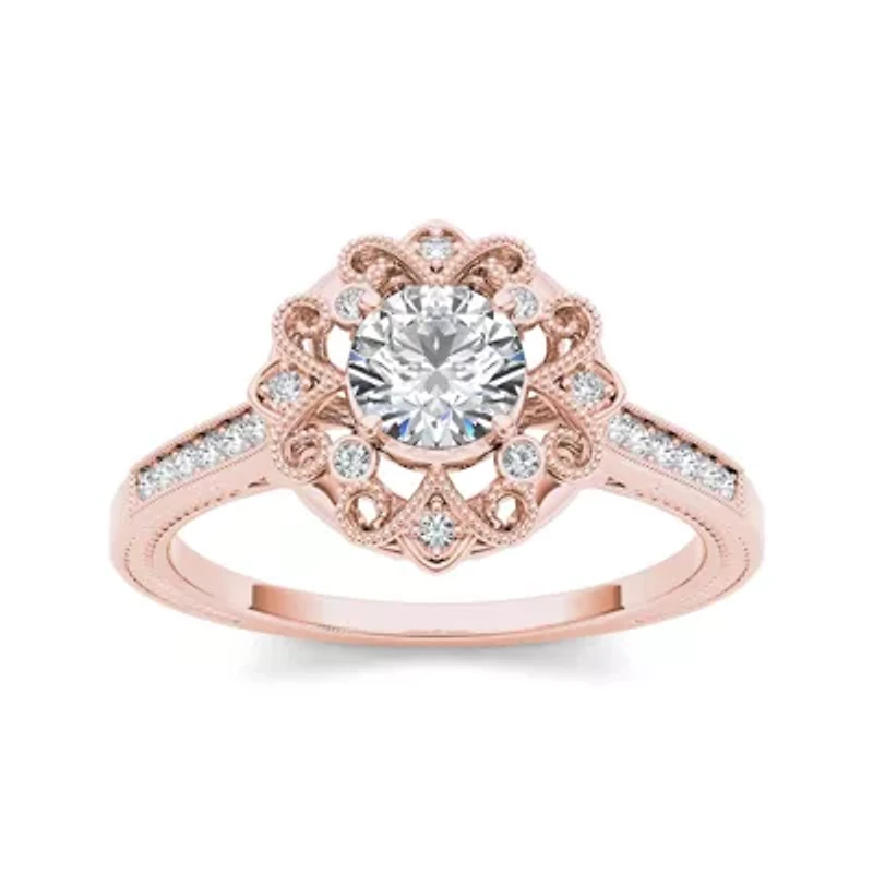 1/2 CT.T.W. Natural Diamond 14K Rose Gold Engagement Ring