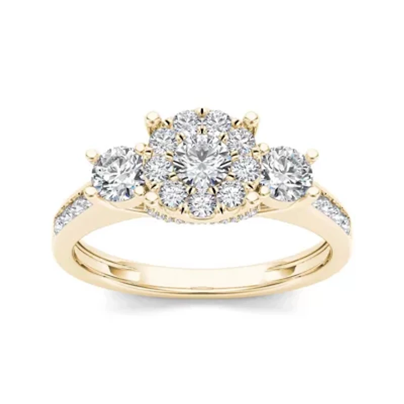 1 CT.T.W. Natural Diamond 10K Yellow Gold 3-Stone Ring