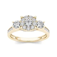 1 CT.T.W. Natural Diamond 10K Yellow Gold 3-Stone Ring