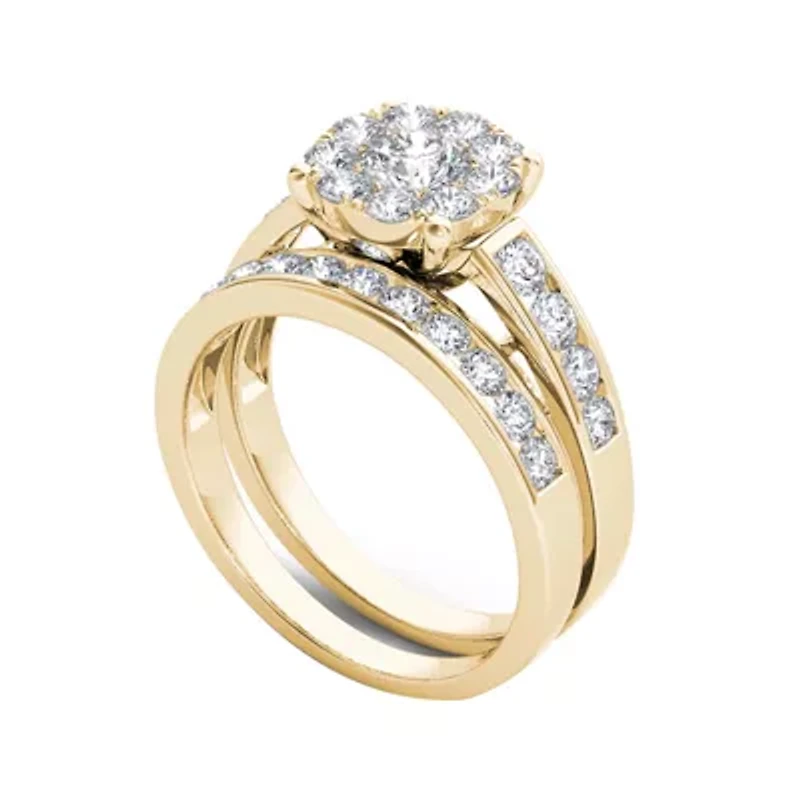 1 1/2 CT.T.W. Natural Diamond 10K Yellow Gold Bridal Set