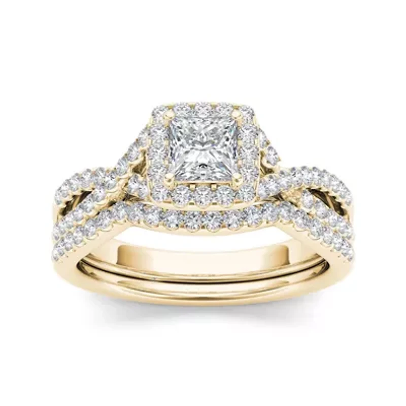 1 CT.T.W. Natural Diamond 14K Yellow Gold Bridal Ring Set