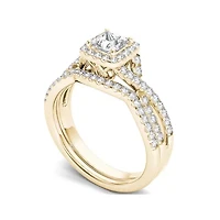1 CT.T.W. Natural Diamond 14K Yellow Gold Bridal Ring Set