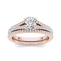 1 CT.T.W. Natural Diamond 14K Rose Gold Bridal Ring Set