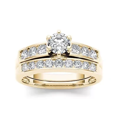 1 CT.T.W. Natural Diamond 14K Yellow Gold Bridal Ring Set