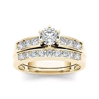 1 CT.T.W. Natural Diamond 14K Yellow Gold Bridal Ring Set