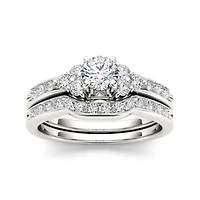 1 CT.T.W. Natural Diamond 14K White Gold Bridal Ring Set