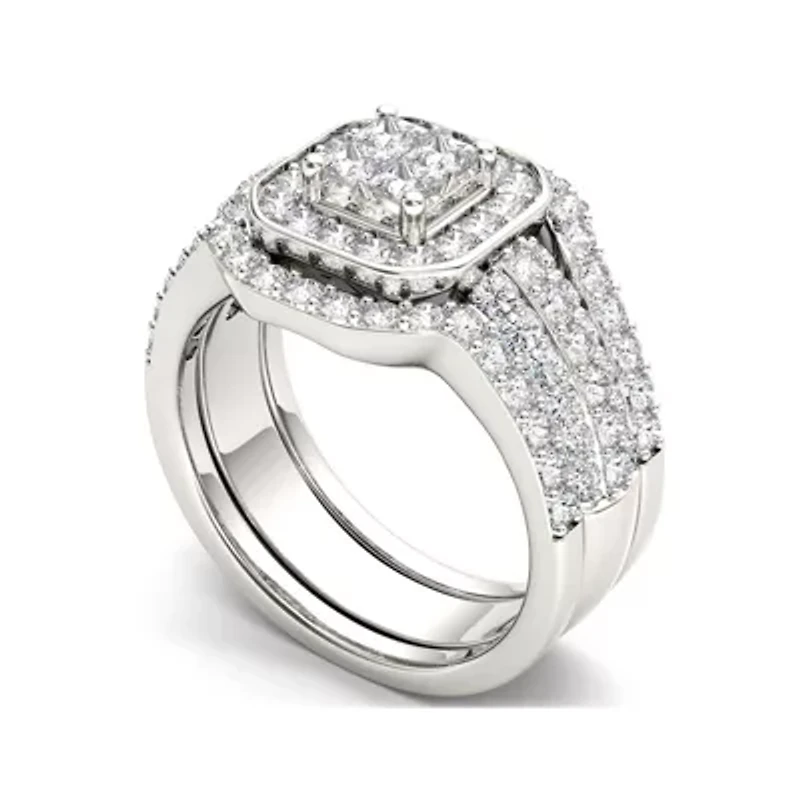 1 3/4 CT.T.W. Natural Diamond 10K White Gold Bridal Set