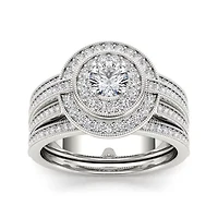 1 CT.T.W. Natural Diamond 14K White Gold Bridal Ring Set