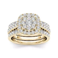 1 1/2 CT.T.W. Natural Diamond 14K Yellow Gold Bridal Ring Set