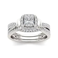 1 CT.T.W. Natural Diamond 14K White Gold Bridal Set