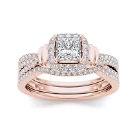 1 CT.T.W. Natural Diamond 14K Rose Gold Bridal Set