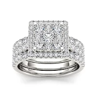 2 CT.T.W. Natural Diamond 10K White Gold Bridal Set