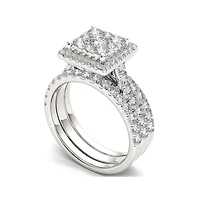 2 CT.T.W. Natural Diamond 10K White Gold Bridal Set
