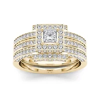 1 1/2 CT.T.W. Natural Diamond 14K Yellow Gold Bridal Set