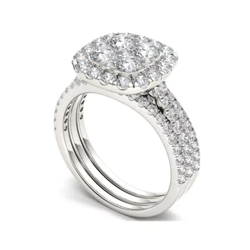 2 CT.T.W. Natural Diamond 14K White Gold Bridal Set