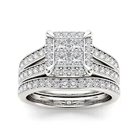 1 1/2 CT.T.W. Natural Diamond 14K White Gold Bridal Set