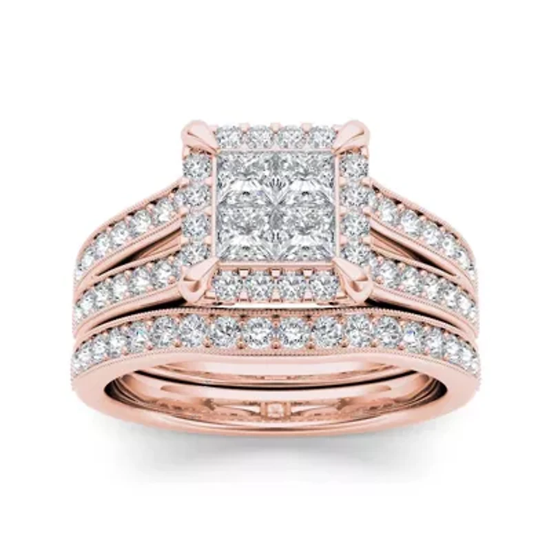 2 CT.T.W. Natural Diamond 14K Rose Gold Bridal Set