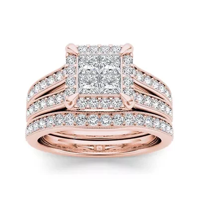 2 CT.T.W. Natural Diamond 14K Rose Gold Bridal Set