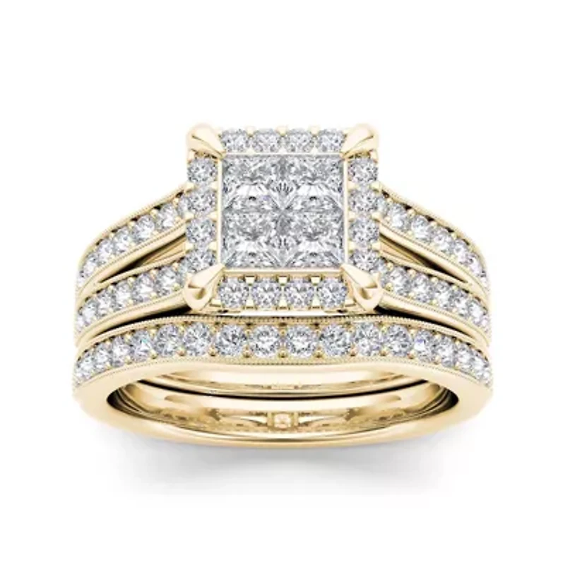 1 1/2 CT.T.W. Natural Diamond 14K Yellow Gold Bridal Set