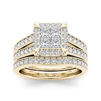 1 1/2 CT.T.W. Natural Diamond 14K Yellow Gold Bridal Set