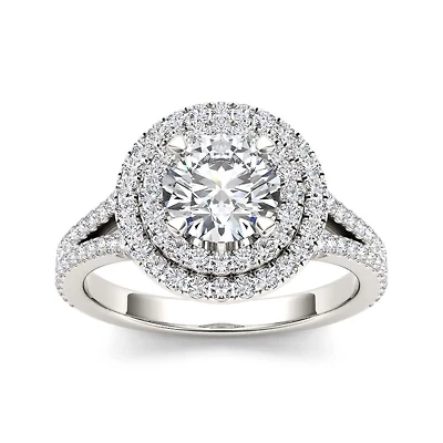 1 1/2 CT.T.W. Natural Diamond 14K White Gold Engagement Ring