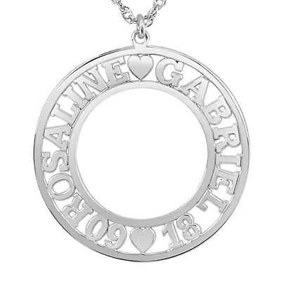 Personalized Couples Name and Date 28mm Circle Pendant Necklace