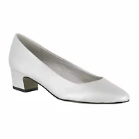 Easy Street Prim Womens Pointed Closed Toe Block Heel Pumps