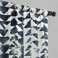 Exclusive Fabrics & Furnishing Triad Printed Cotton Rod Pocket Back Tab Light-Filtering Single Curtain Panel