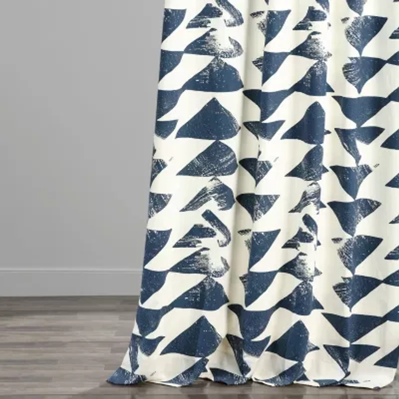 Exclusive Fabrics & Furnishing Triad Printed Cotton Rod Pocket Back Tab Light-Filtering Single Curtain Panel