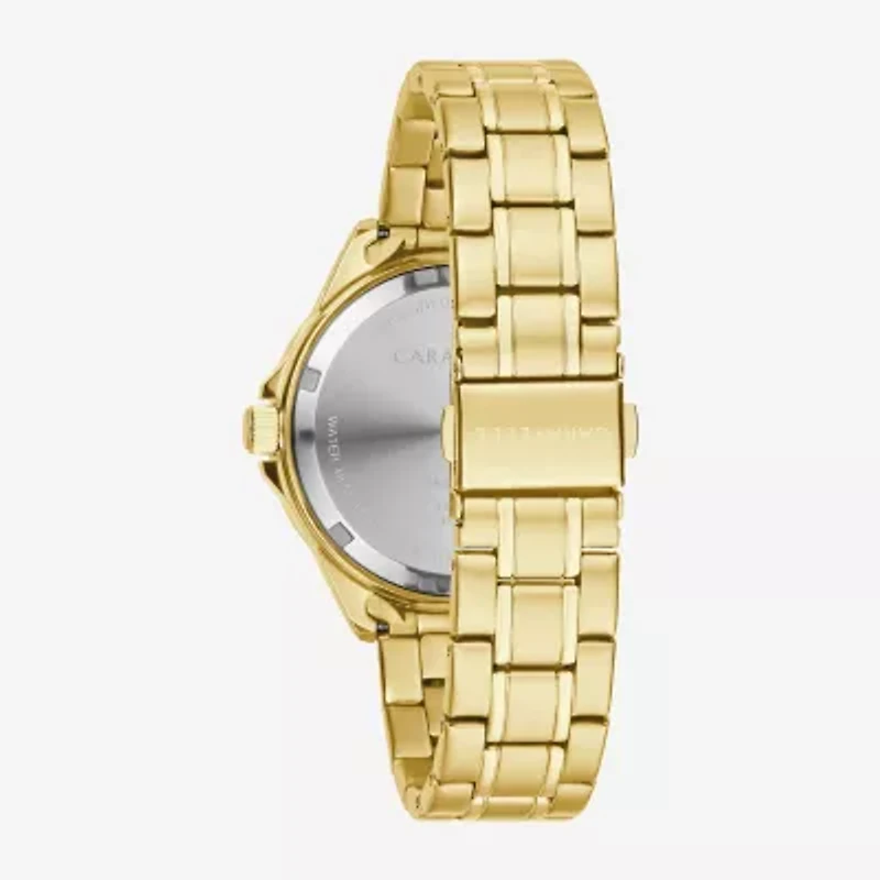 Caravelle Designed By Bulova Aqualuxx Womens Crystal Accent Gold Tone Stainless Steel Bracelet Watch 44m116
