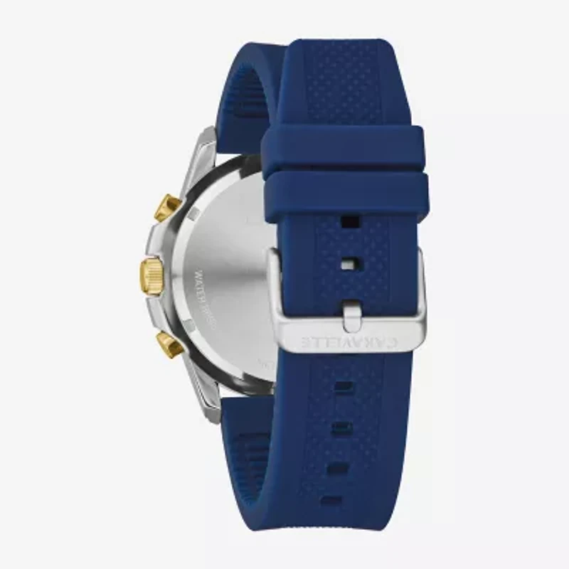 Caravelle Designed By Bulova Aqualuxx Mens Chronograph Blue Strap Watch 45b161