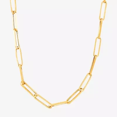 Gold Addiction Womens 14K Gold 18 Inch Paperclip Chain Necklace