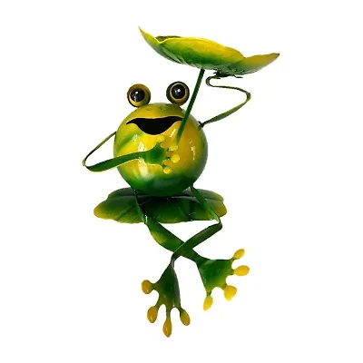 9.5" Iron Frog Bird Feeder