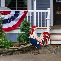 Glitzhome 21" Metal Patriotic Rooster Porch Décor 4th of July Yard Art
