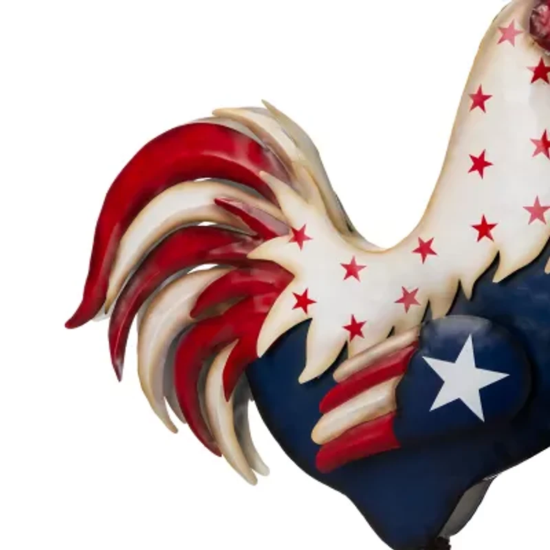 Glitzhome 21" Metal Patriotic Rooster Porch Décor 4th of July Yard Art