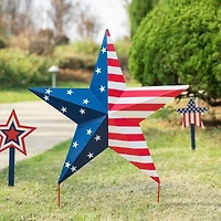 Glitzhome 30.75"H Metal Patriotic Star 4th of July Yard Art
