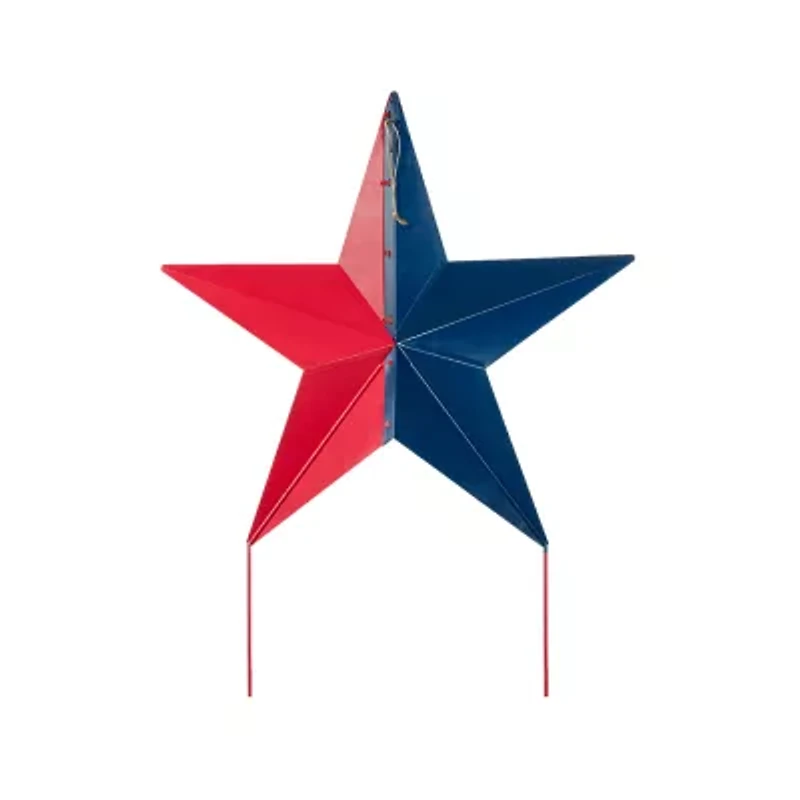 Glitzhome 30.75"H Metal Patriotic Star 4th of July Yard Art