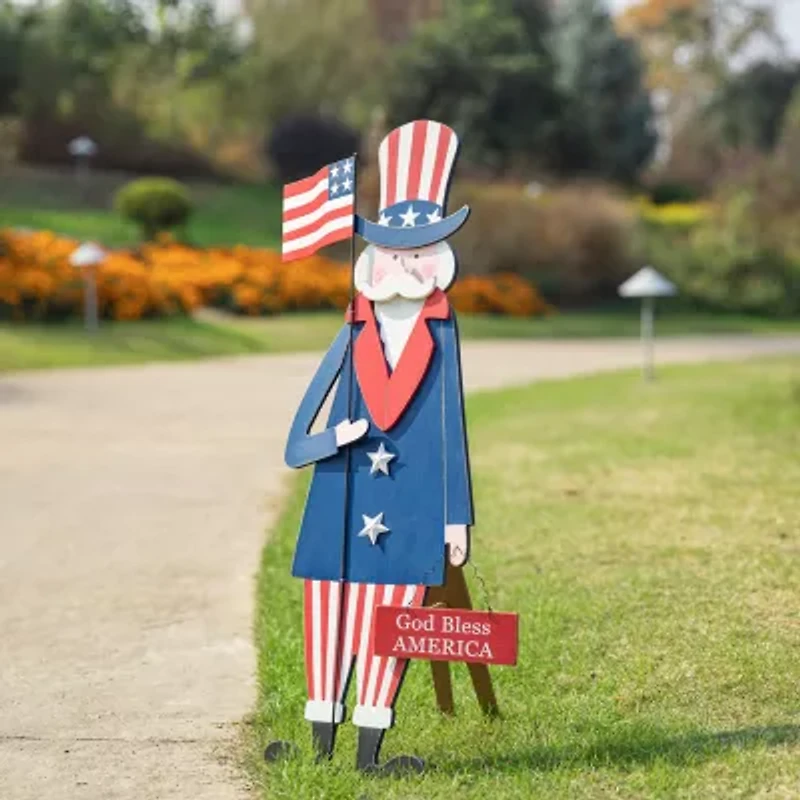 Glitzhome 36" Patriotic Uncle Sam 4th of July Yard Art