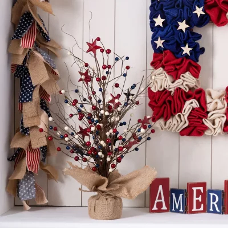 Glitzhome 20" Patriotic Berry Tree Tabletop Decor